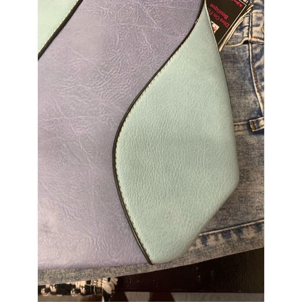 Blue Shades Striped Vegan Handbag